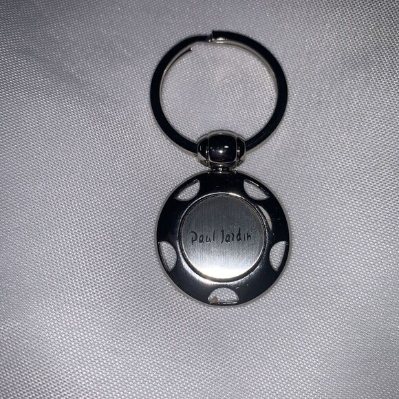 Paul Jardin Keychain Designer Logo Keyring Silver tone Metal Key - Picture 1 of 7